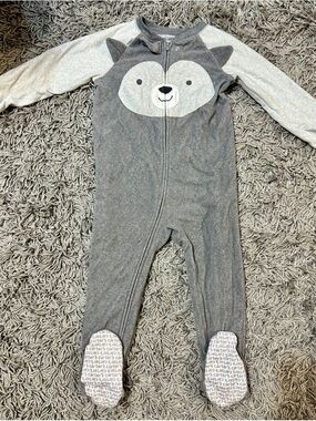 Carter's Gray Fox Face Footed One-Piece Pajamas